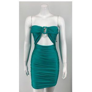 NEW Superdown Teal Ruched Mini Dress Small J67